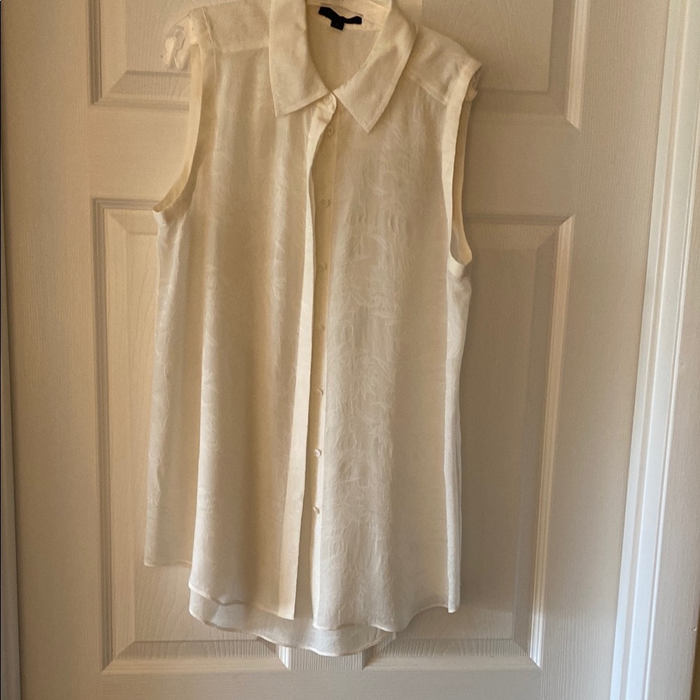 Elegant Cream silk Sleeveless Blouse
